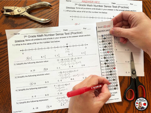 7th Grade Math Multiple Choice Assessments Editable Tests