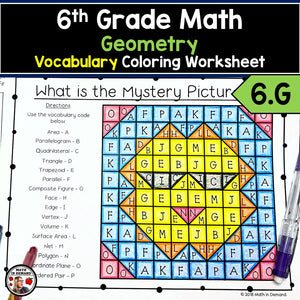 6th Grade Math Vocabulary Coloring Worksheet for 6.G