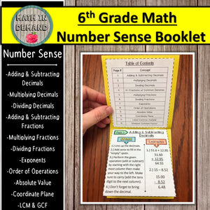 6th Grade Math Number Sense Booklet