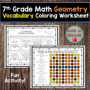 7th Grade Math Geometry Vocabulary Coloring Worksheet