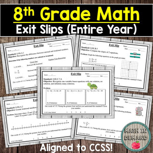 6th. 7th, and 8th Grade Math Exit Slips Bundle