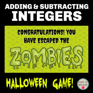Adding & Subtracting Integers Halloween Game in Google Slides