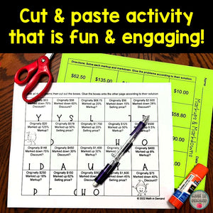 Markups and Markdowns Cut & Paste Hidden Message Activity