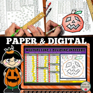 Multiplying & Dividing Integers Letter to Number Halloween Activity