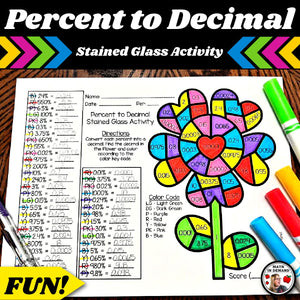Percent-Decimal Conversion Flower Stained Glass