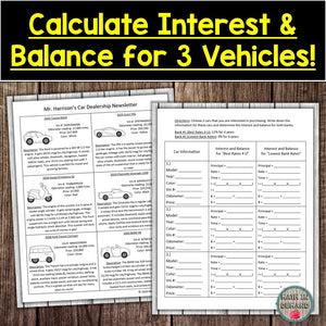 Simple Interest Activity Buying a Car