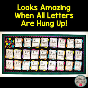 8th Grade Math Alphabet Vocabulary Word Wall (Great for Bulletin Boards)