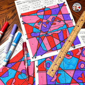 Slope-Intercept Form on a Graph Valentine's Day Stained Glass Activities