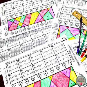 8th Grade Math Stained Glass Activities Bundle (Includes 24 Engaging Worksheets)
