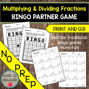 Multiplying and Dividing Fractions Bingo Partner Game
