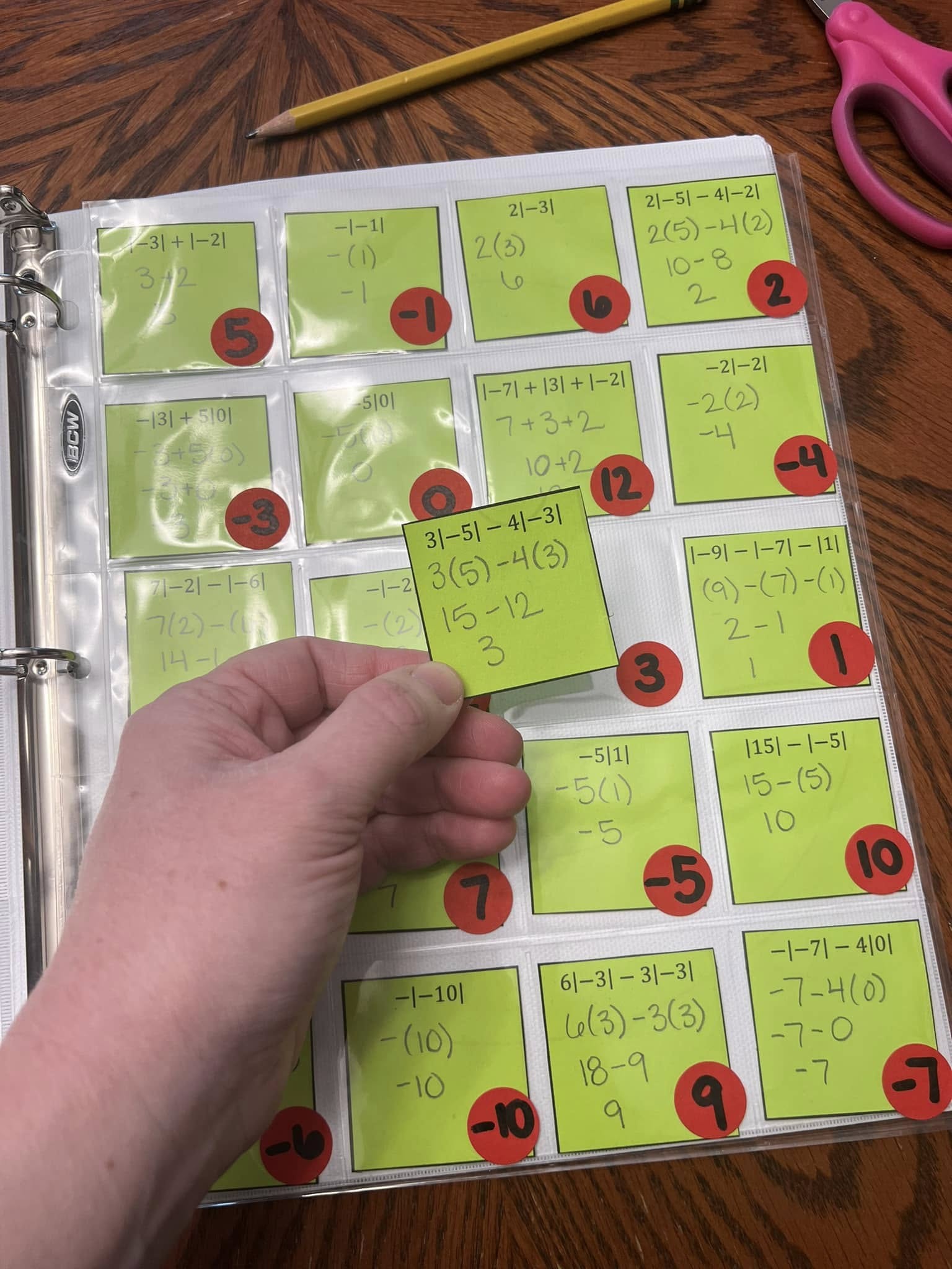 Absolute Value Clear Pocket Binder Activity