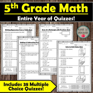 5th Grade Math Multiple Choice Quizzes