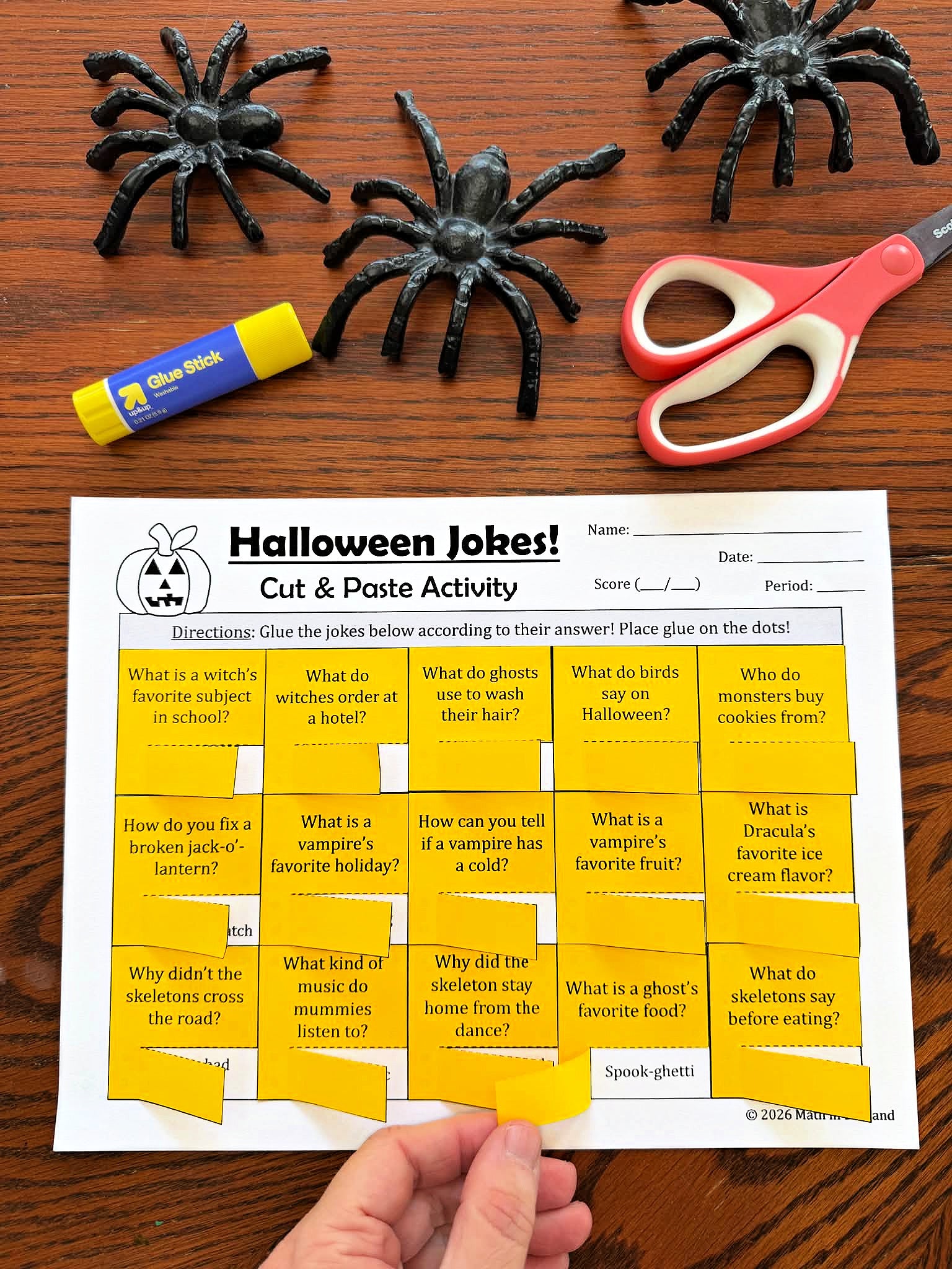 Halloween Jokes Cut & Paste Activity