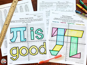 Pi Day Math Activities 3.14 Mystery Graph & Area of Polygons in Coordinate Plane