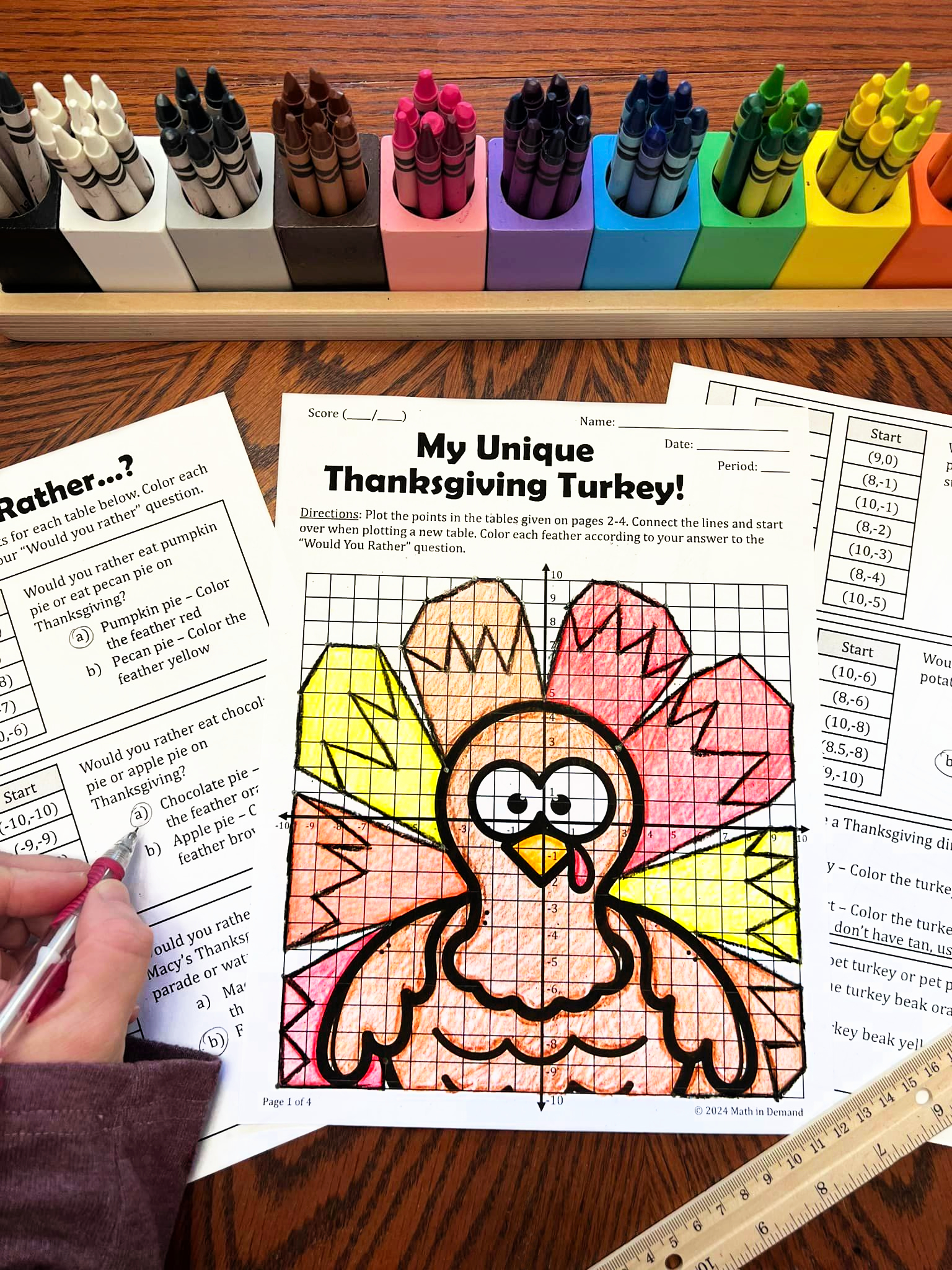 Would You Rather Fall Thanksgiving Turkey Plotting Points in Coordinate Plane