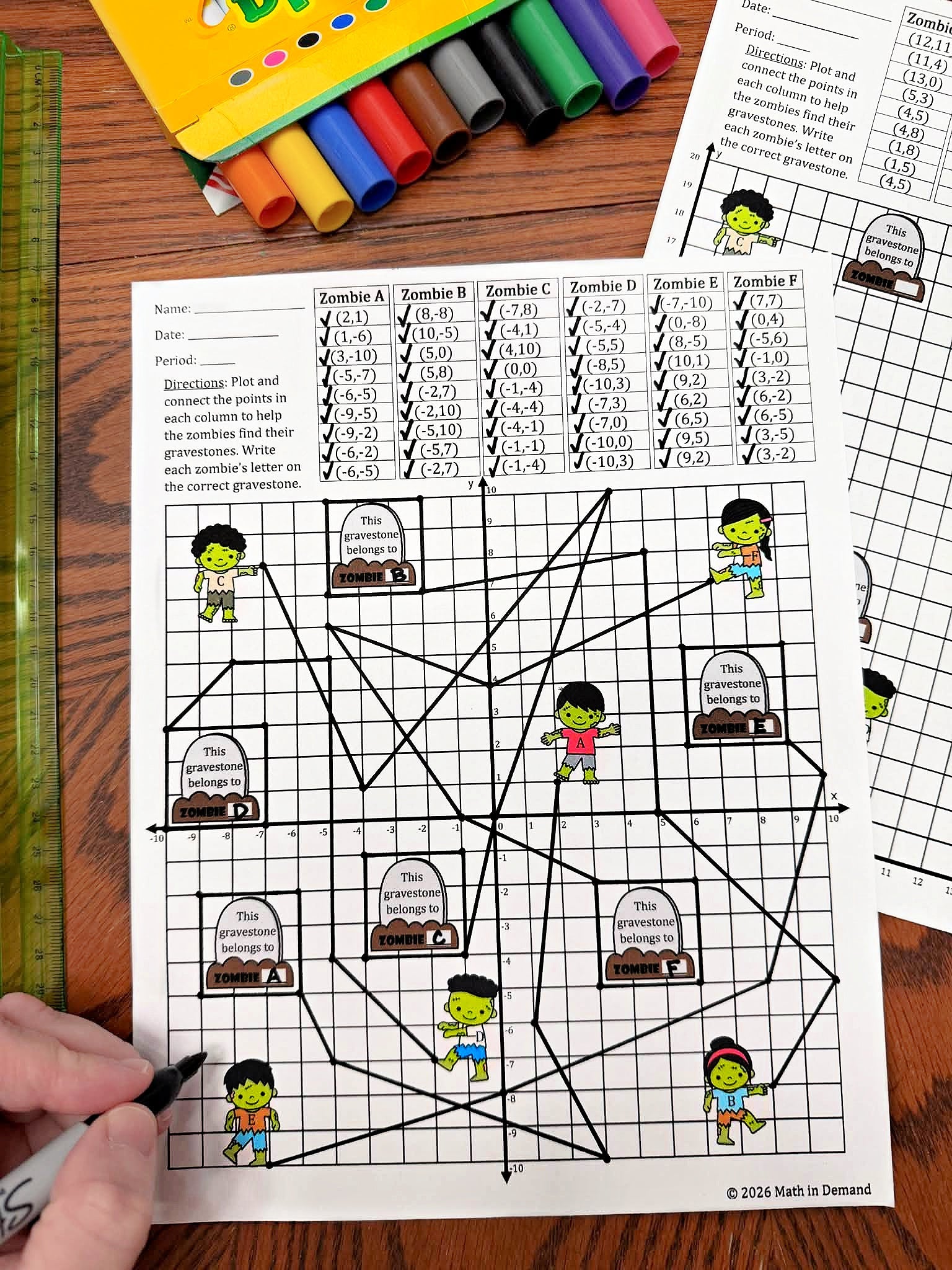 Zombie Coordinate Plane Activity