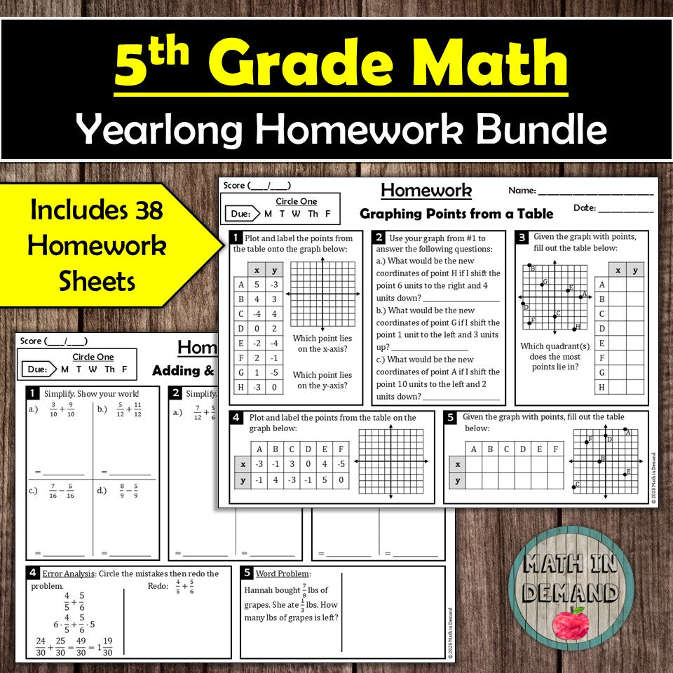 5th Grade Math Homework - Math in Demand