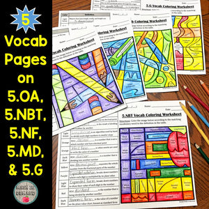 5th Grade Math Vocabulary Coloring Worksheets