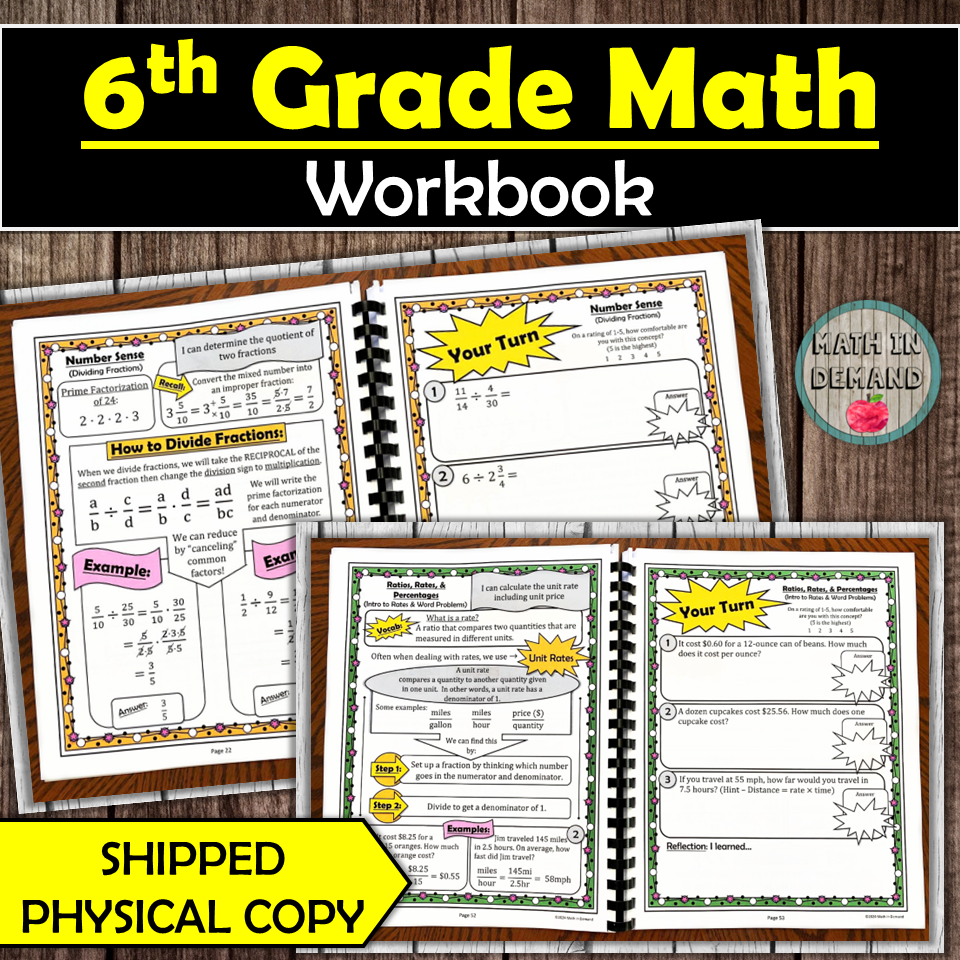 6th Grade Math Workbook (Physical Product)