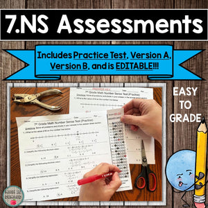 7th Grade Math Number Sense Multiple Choice Assessments (Editable in PowerPoint)