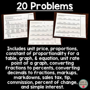7th Grade Math Ratios & Proportional Relationships Multiple Choice Assessments (Editable in PowerPoint)