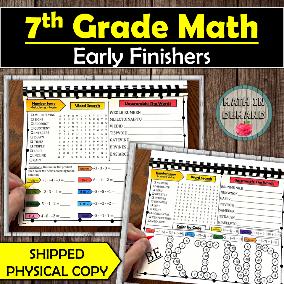 Seventh Grade Math Assignment 7th Grade Math Early Finishers (Physical Copy) - Math in Demand
