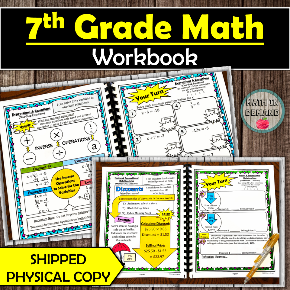 7th Grade Math Workbook (Physical Product)