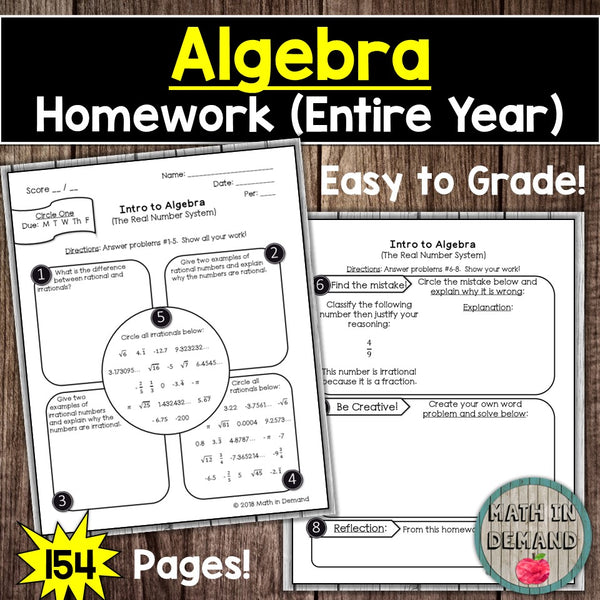 Algebra Homework (Entire Year) - Math in Demand