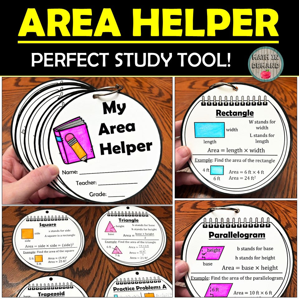 Area Helper Includes Rectangles, Squares, Triangles, Parallelograms, Trapezoids