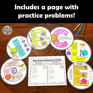 Area & Circumference of a Circle Wall Sign Banner Bulletin Board