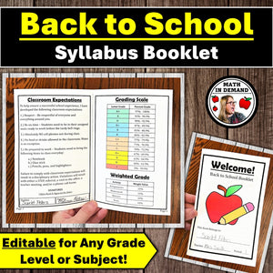 Back to School Syllabus Booklet Editable