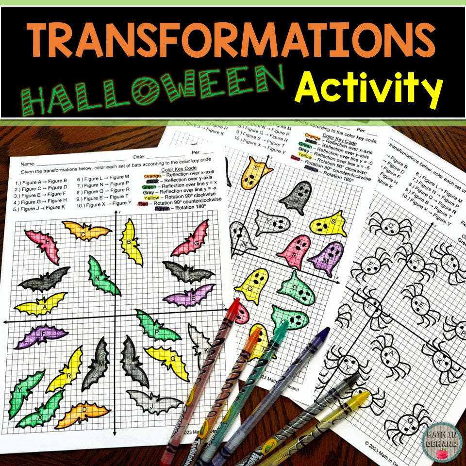 Halloween Identifying Types of Transformations Activity