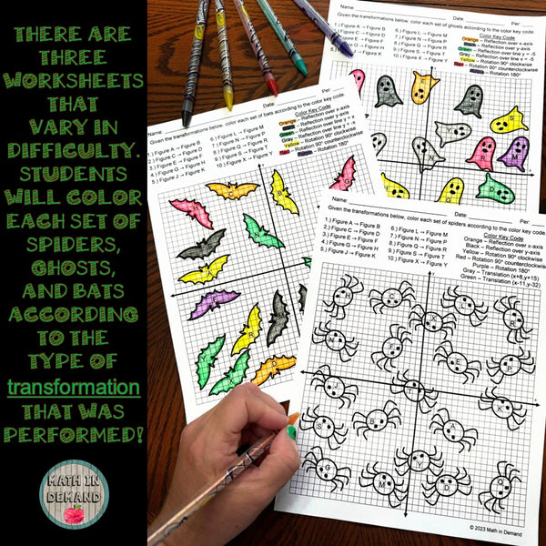 Halloween Identifying Types of Transformations Activity - Math in Demand