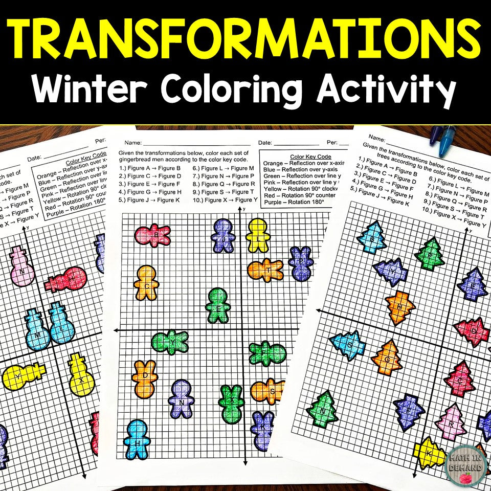 Transformations Winter Christmas Coloring Activity