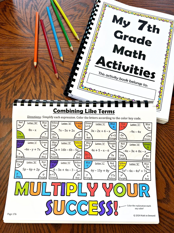 7th Grade Math Activities Physical Book - Math in Demand