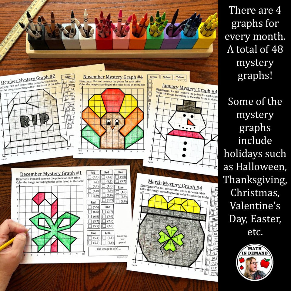 3rd & 4th Grade Math Mystery Graphs Book (Physical Copy)