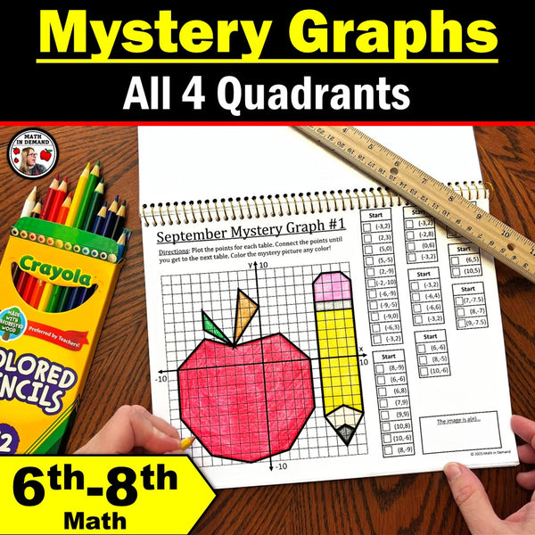 Math Mystery Graphs Book All Quadrants (Physical Copy) - Math in Demand