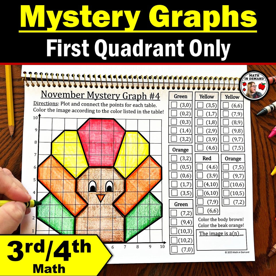 3rd & 4th Grade Math Mystery Graphs Book (Physical Copy)