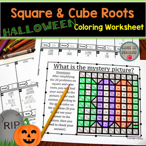 Coloring Square Root Simplifying Square Roots & Cube Roots Halloween Coloring Worksheet ...