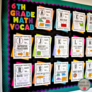 6th Grade Math Alphabet Vocabulary Word Wall (Great for Bulletin Boards)