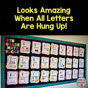 6th Grade Math Alphabet Vocabulary Word Wall (Great for Bulletin Boards)