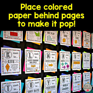 6th Grade Math Alphabet Vocabulary Word Wall (Great for Bulletin Boards)