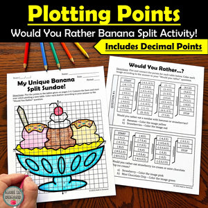 Would You Rather Banana Split Plotting Points Activity with Decimal Points