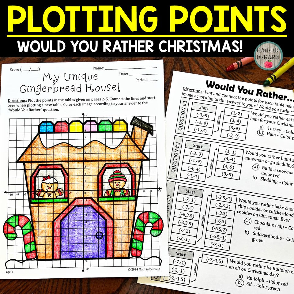 Would You Rather Christmas Gingerbread House Plotting Points in Coordinate Plane