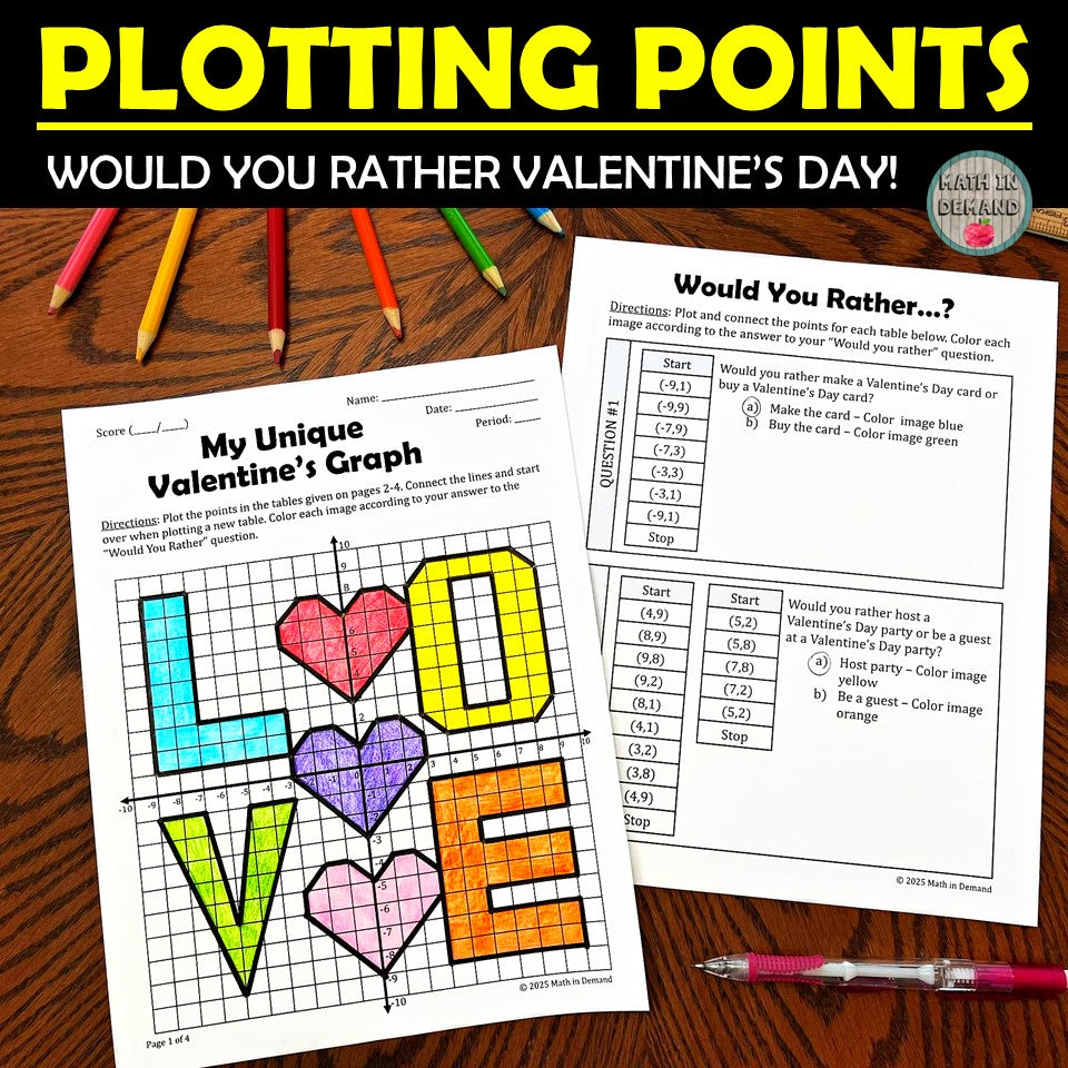 Would You Rather Valentine's Day Plotting Points in Coordinate Plane