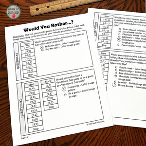 Would You Rather Valentine's Day Plotting Points in Coordinate Plane