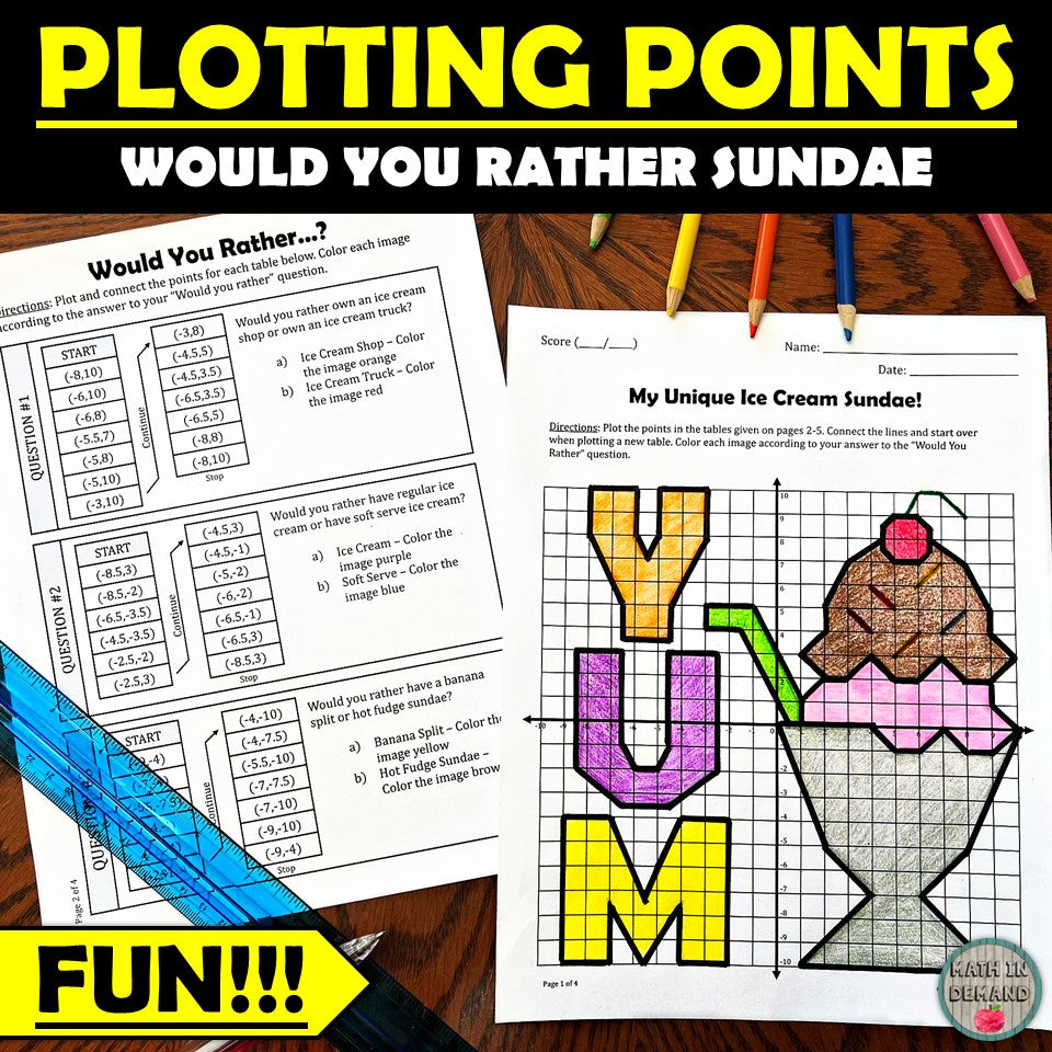 Would You Rather Ice Cream Sundae Plotting Points Mystery Graph