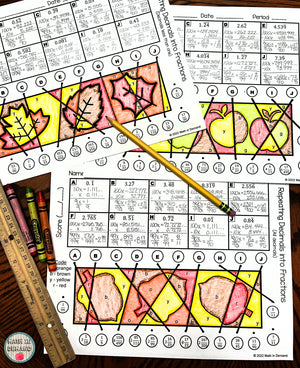 Converting Repeating Decimals into Fractions Stained Glass Fall Edition