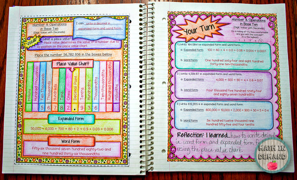 5th Grade Math Interactive Notebook - Math in Demand
