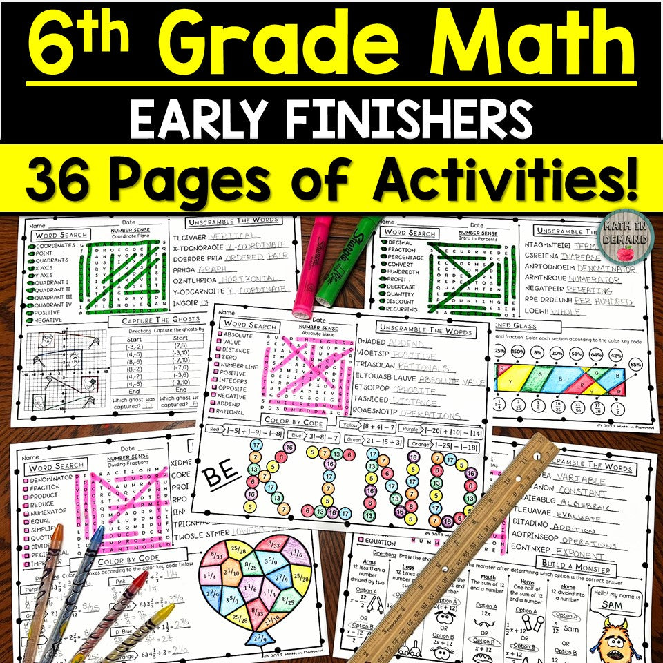 6th Grade Math Early Finishers